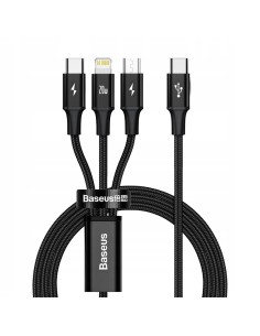 Baseus Rapid Series Kabel 3w1 USB-C Micro Lightning 20W 1.5m Czarny