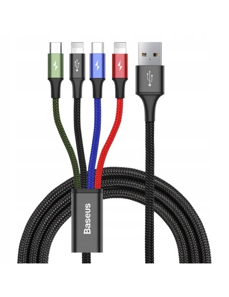 Baseus Fast 4-in-1 Kabel 4w1 USB Do 2x Lightning  Micro Type-C 3.5A 1.2m