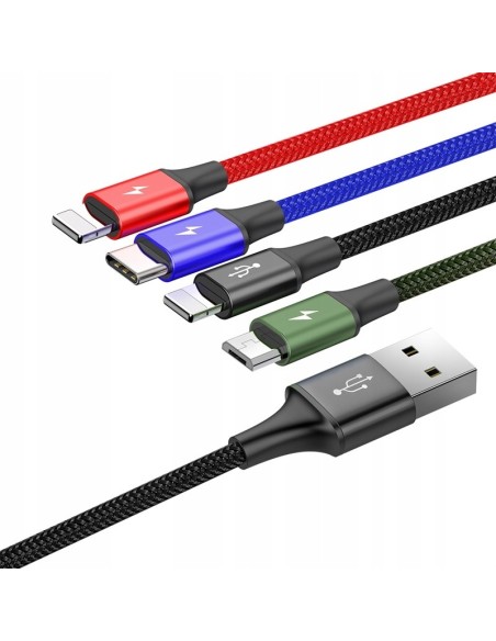 Baseus Fast 4-in-1 Kabel 4w1 USB Do 2x Lightning  Micro Type-C 3.5A 1.2m