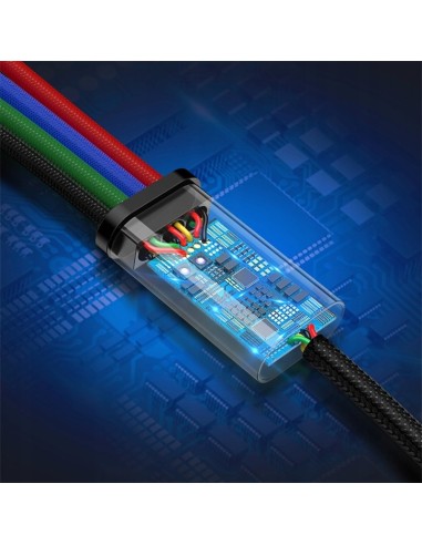 Baseus Fast 4-in-1 Kabel 4w1 USB Do 2x Lightning  Micro Type-C 3.5A 1.2m