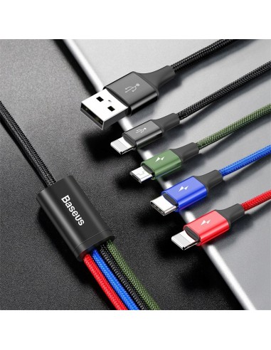 Baseus Fast 4-in-1 Kabel 4w1 USB Do 2x Lightning  Micro Type-C 3.5A 1.2m