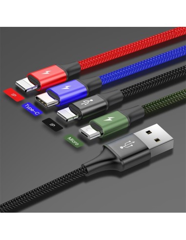 Baseus Fast 4-in-1 Kabel 4w1 USB Do 2x Lightning  Micro Type-C 3.5A 1.2m
