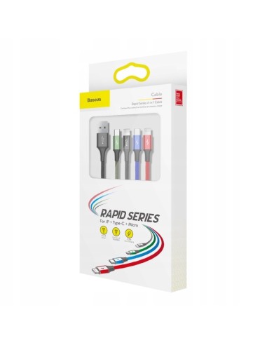 Baseus Fast 4-in-1 Kabel 4w1 USB Do 2x Lightning  Micro Type-C 3.5A 1.2m