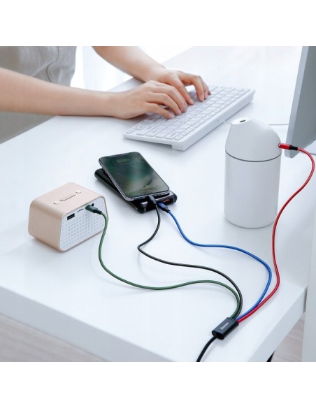 Baseus Fast 4-in-1 Kabel 4w1 USB Do 2x Lightning  Micro Type-C 3.5A 1.2m