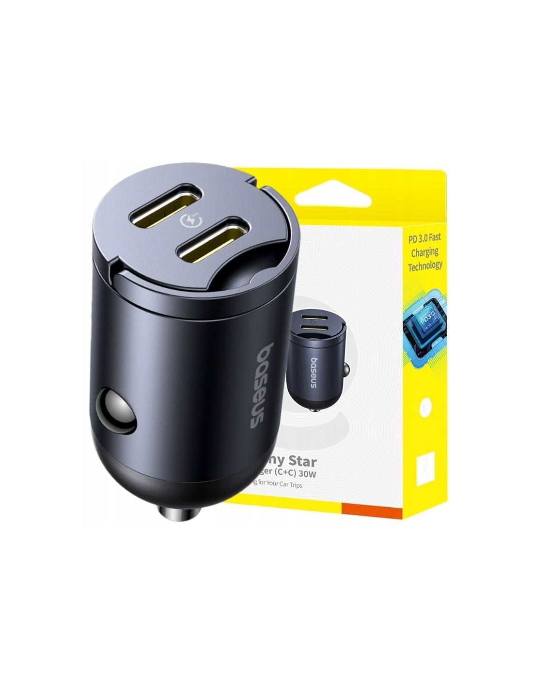 Baseus Tiny Star Mini Ładowarka Samochodowa 2C 30W Czarna