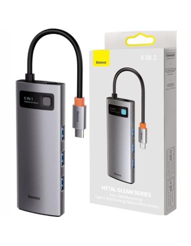 Baseus Metal Gleam Series HUB 5w1 USB-C 30Hz Szary