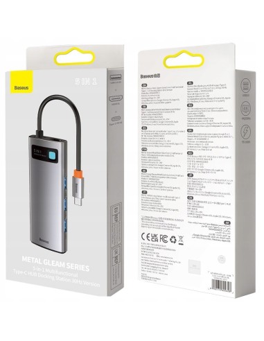 Baseus Metal Gleam Series HUB 5w1 USB-C 30Hz Szary