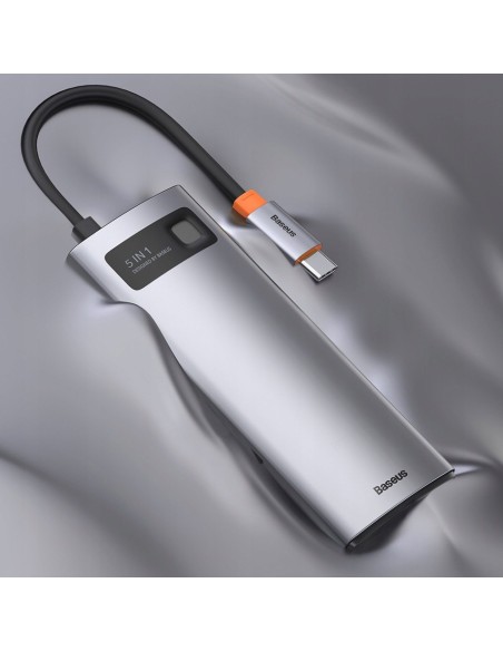 Baseus Metal Gleam Series HUB 5w1 USB-C 30Hz Szary
