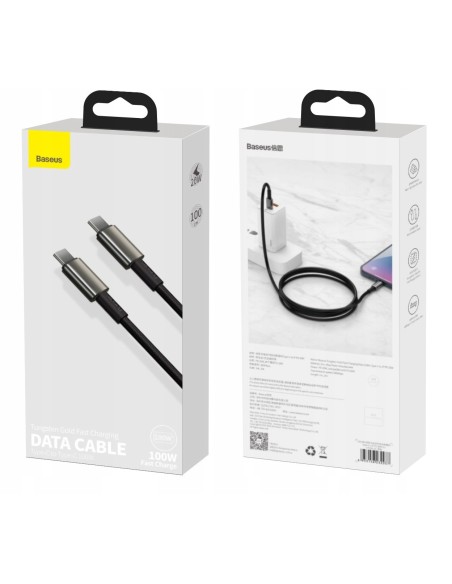 Baseus Tungsten Gold Kabel USB-C Do USB-C 100W 1m Czarny
