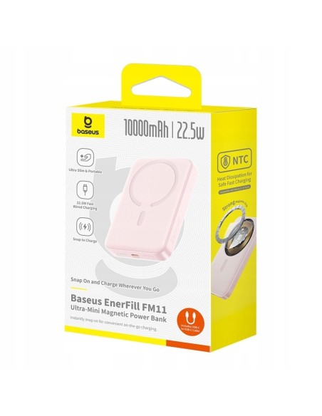 Baseus EnerFill FM11 Ultracienki Magnetyczny Power Bank 10000mAh 22.5W Baby Pink