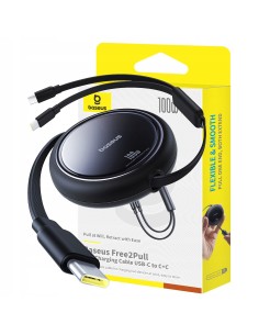 Baseus Bright Mirror Series Kabel 2w1 USB-C Do C+C 100W 1m Czarny