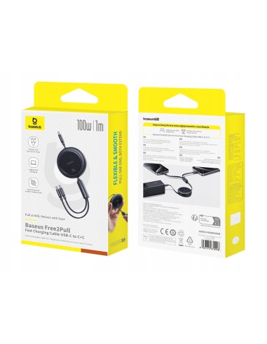 Baseus Bright Mirror Series Kabel 2w1 USB-C Do C+C 100W 1m Czarny