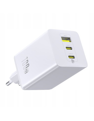 Baseus EnerFill FE11 Szybka Ładowarka Sieciowa 2C+U 100W EU Moon White