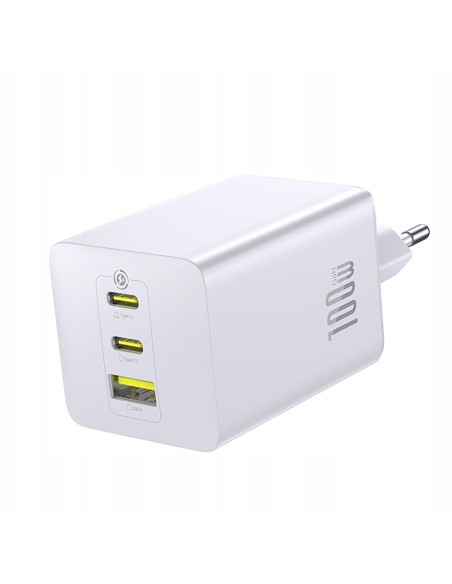 Baseus EnerFill FE11 Szybka Ładowarka Sieciowa 2C+U 100W EU Moon White