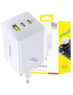 Baseus EnerFill FE11 Szybka Ładowarka Sieciowa 2C+U 100W EU Moon White