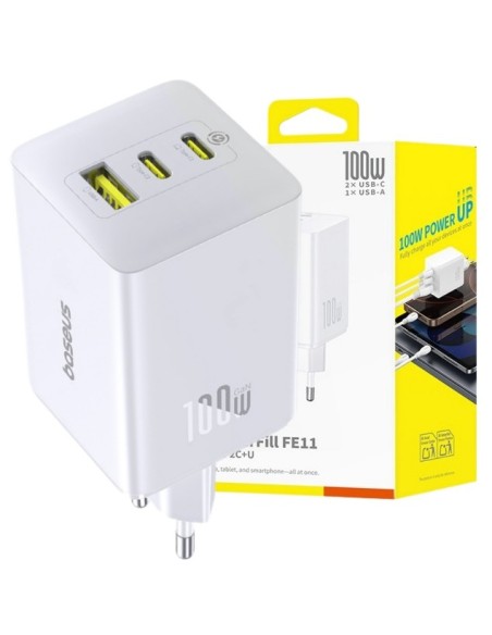 Baseus EnerFill FE11 Szybka Ładowarka Sieciowa 2C+U 100W EU Moon White