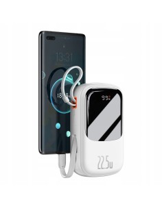 Baseus Qpow Pro Power Bank Z Wbudowanym Kablem USB-C I Szybkim Ładowaniem 20000mAh 22.5W  Biały