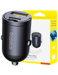 Baseus Tiny Star Mini Ładowarka Samochodowa (U+C) 30W Czarny