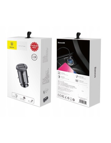 Baseus Grain Ładowarka Samochodowa 2x USB-A 3.1A Czarna