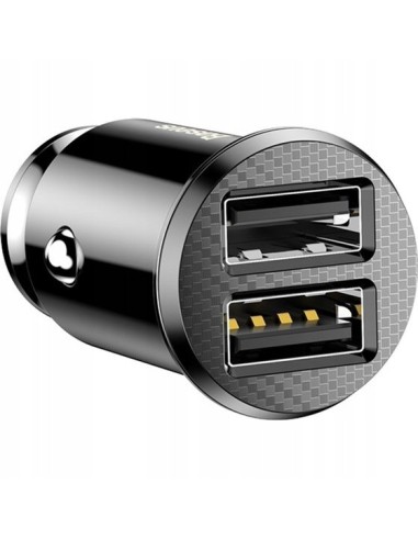 Baseus Grain Ładowarka Samochodowa 2x USB-A 3.1A Czarna