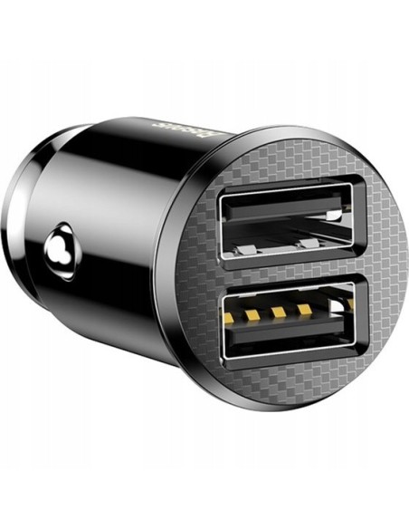 Baseus Grain Ładowarka Samochodowa 2x USB-A 3.1A Czarna