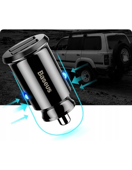 Baseus Grain Ładowarka Samochodowa 2x USB-A 3.1A Czarna