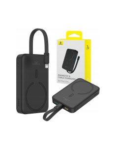 Baseus Magnetic Mini Power Bank Z Ładowaniem Bezprzewodowym I Kablem USB-C 10000mAh 20W Czarny