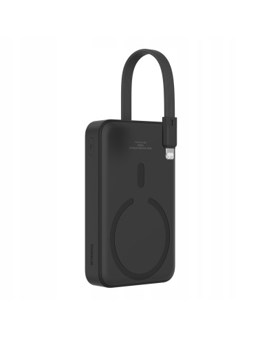 Baseus Magnetic Mini Power Bank Z Ładowaniem Bezprzewodowym I Kablem USB-C 10000mAh 20W Czarny