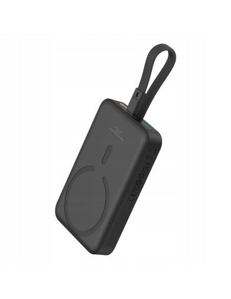 Baseus Magnetic Mini Power Bank Z Ładowaniem Bezprzewodowym I Kablem USB-C 10000mAh 20W Czarny