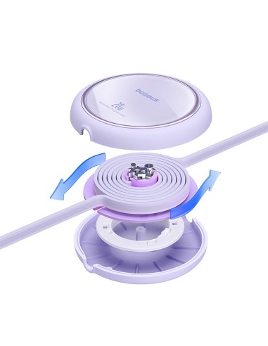 Baseus Free2Pull Rozwijany Kabel Do iPhone USB-C Do Ligtning 20W 1m Fioletowy