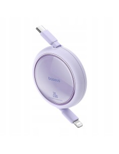 Baseus Free2Pull Rozwijany Kabel Do iPhone USB-C Do Ligtning 20W 1m Fioletowy