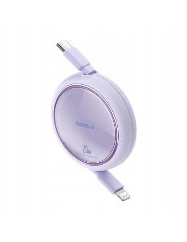 Baseus Free2Pull Rozwijany Kabel Do iPhone USB-C Do Ligtning 20W 1m Fioletowy