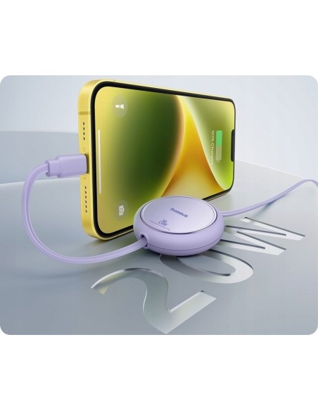 Baseus Free2Pull Rozwijany Kabel Do iPhone USB-C Do Ligtning 20W 1m Fioletowy