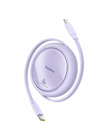 Baseus Free2Pull Rozwijany Kabel Do iPhone USB-C Do Ligtning 20W 1m Fioletowy