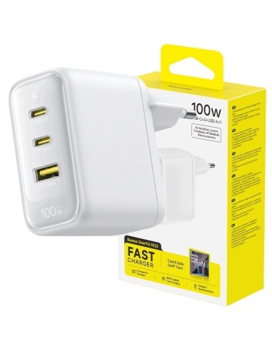 Baseus EnerFill FE22 Ładowarka Sieciowa 2xUSB-C USB-A 100W Biała