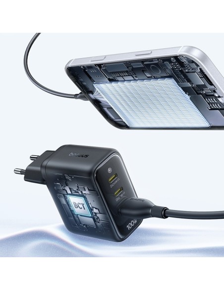 Baseus EnerFill FE22 Ładowarka Sieciowa 2xUSB-C USB-A 100W Czarna