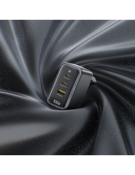 Baseus EnerFill FE22 Ładowarka Sieciowa 2xUSB-C USB-A 100W Czarna