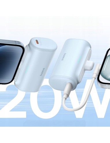 Baseus Compact Mały Power Bank 5000mAh Z Szybkim Ładowaniem 20W PD Niebieski