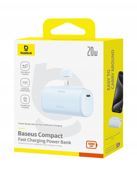 Baseus Compact Mały Power Bank 5000mAh Z Szybkim Ładowaniem 20W PD Niebieski