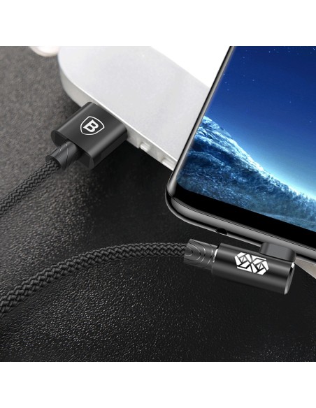 Baseus MVP Elbow Kabel Kątowy USB Do Micro USB 1.5A 2m Czarny