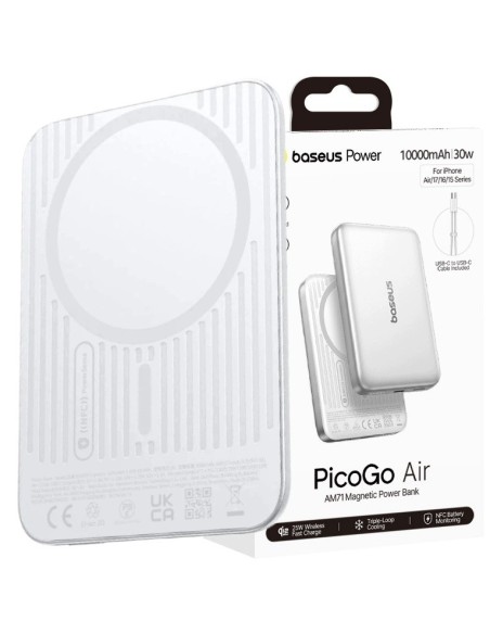 Baseus PicoGo Air AM71 Power Bank 10000 mAh 30W Biały