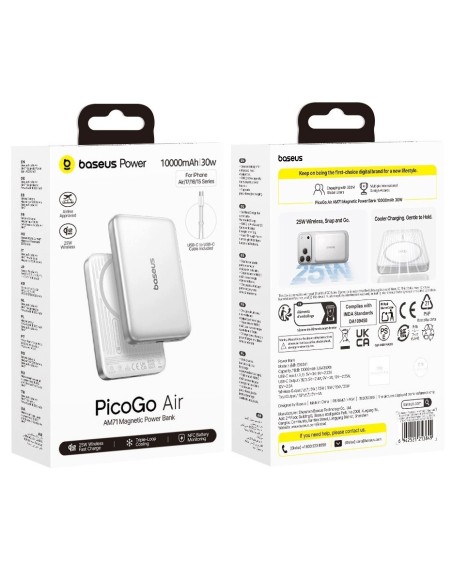 Baseus PicoGo Air AM71 Power Bank 10000 mAh 30W Biały
