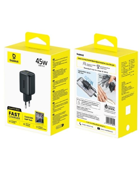 Baseus EnerFill FE22 Ładowarka Sieciowa 2xUSB-C 45W Biała