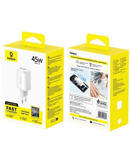 Baseus EnerFill FE22 Ładowarka Sieciowa 2xUSB-C 45W Biała