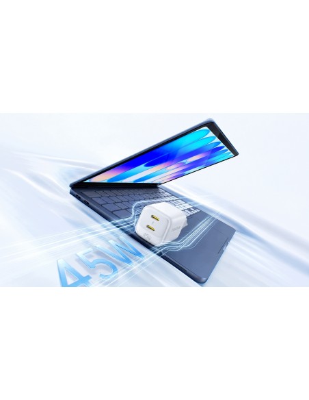 Baseus EnerFill FE22 Ładowarka Sieciowa 2xUSB-C 45W Biała