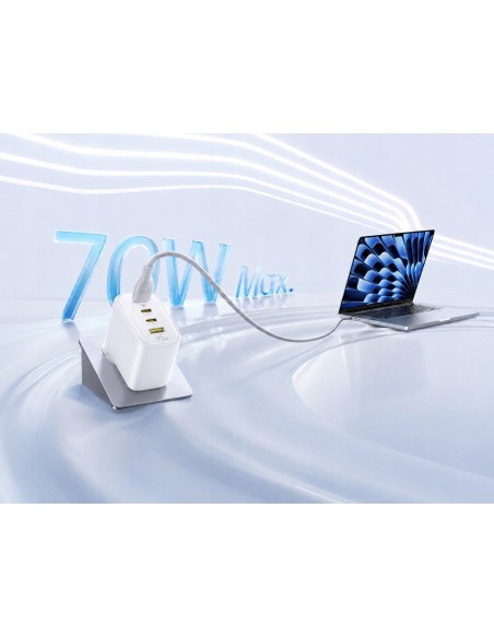 Baseus EnerFill FE22 Ładowarka Sieciowa 2xUSB-C USB-A 70W Biała