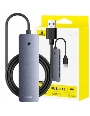 Baseus UltraJoy Series HUB  4 Porty 15cm (USB-A to USB 3.0*4+USB-C 5V) Szary