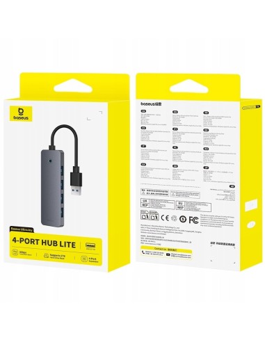 Baseus UltraJoy Series HUB  4 Porty 15cm (USB-A to USB 3.0*4+USB-C 5V) Szary