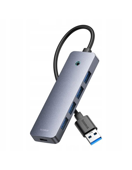 Baseus UltraJoy Series HUB  4 Porty 15cm (USB-A to USB 3.0*4+USB-C 5V) Szary