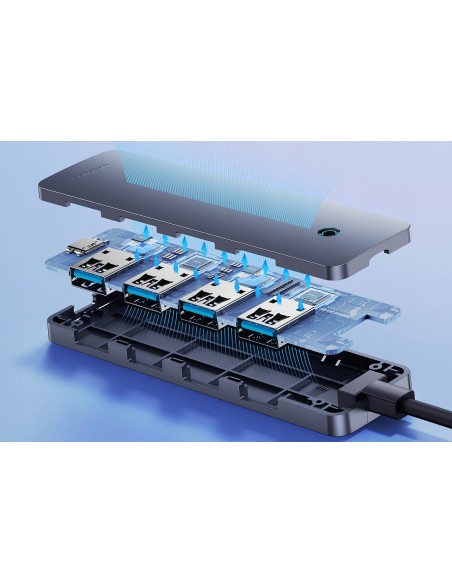 Baseus UltraJoy Series HUB  4 Porty 15cm (USB-A to USB 3.0*4+USB-C 5V) Szary